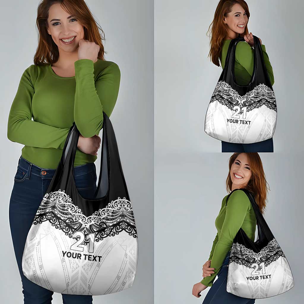 New Zealand Koru Fern Custom Grocery Bag Simple Taniko Motif