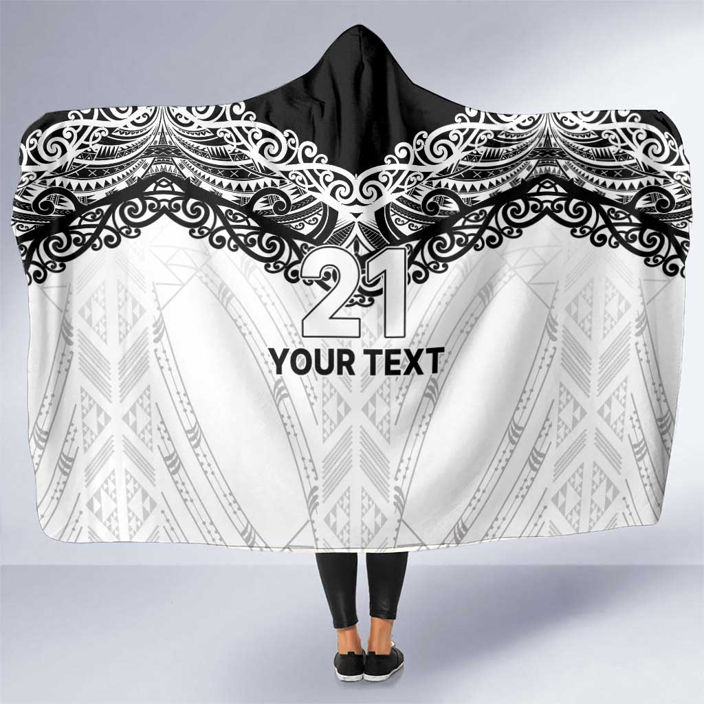 New Zealand Koru Fern Custom Hooded Blanket Simple Taniko Motif