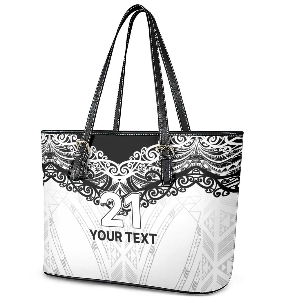 New Zealand Koru Fern Custom Leather Tote Bag Simple Taniko Motif