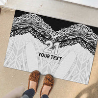 New Zealand Koru Fern Custom Rubber Doormat Simple Taniko Motif