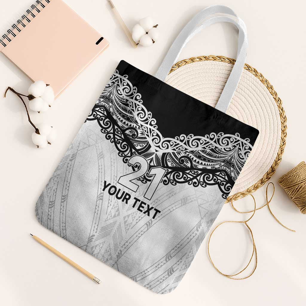 New Zealand Koru Fern Custom Tote Bag Simple Taniko Motif - Polynesian Pride