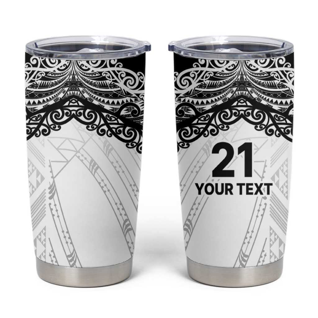 New Zealand Koru Fern Custom Tumbler Cup Simple Taniko Motif LT9 White - Polynesian Pride
