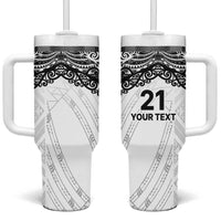 New Zealand Koru Fern Custom Tumbler With Handle Simple Taniko Motif LT9 One Size: 40 oz White - Polynesian Pride