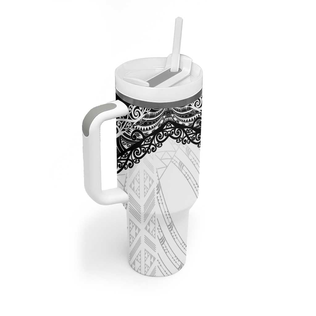 New Zealand Koru Fern Custom Tumbler With Handle Simple Taniko Motif LT9 - Polynesian Pride