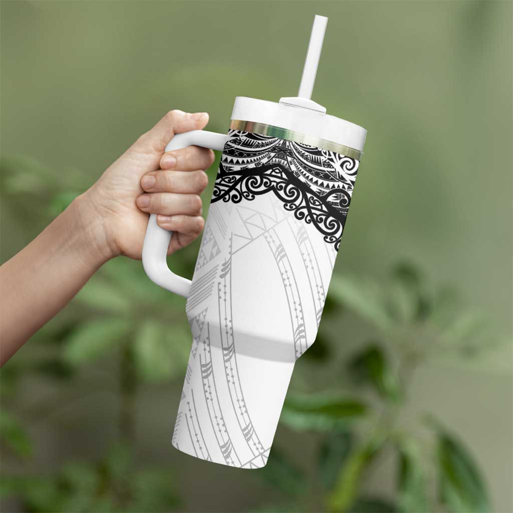 New Zealand Koru Fern Custom Tumbler With Handle Simple Taniko Motif LT9 - Polynesian Pride