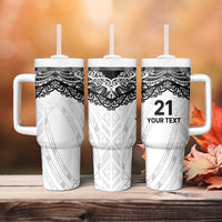 New Zealand Koru Fern Custom Tumbler With Handle Simple Taniko Motif LT9 - Polynesian Pride