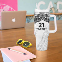 New Zealand Koru Fern Custom Tumbler With Handle Simple Taniko Motif LT9 - Polynesian Pride