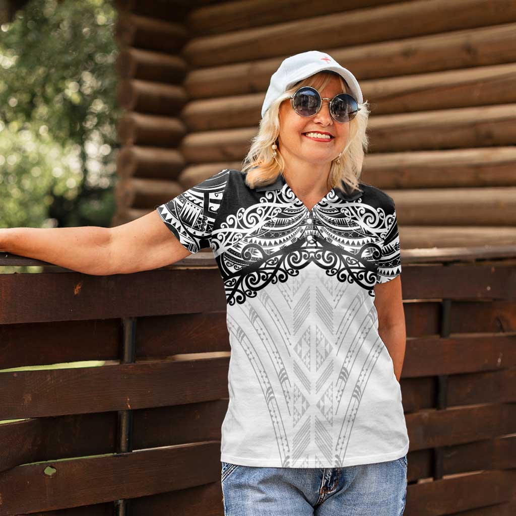 New Zealand Koru Fern Custom Women Polo Shirt Simple Taniko Motif