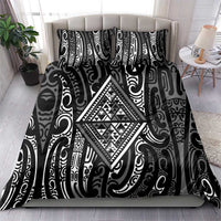 New Zealand Maori Taniko Bedding Set Black Kowhaiwhai Puhoro