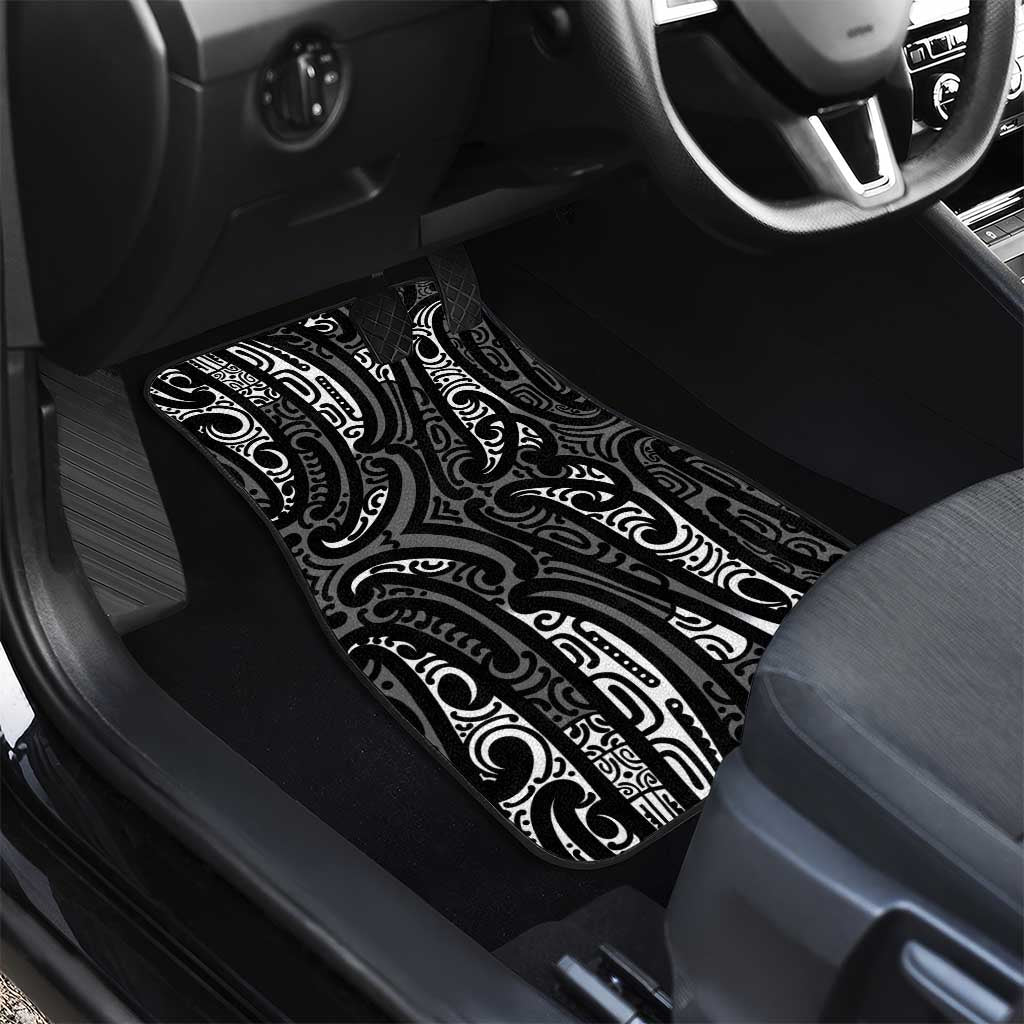 New Zealand Maori Taniko Car Mats Black Kowhaiwhai Puhoro