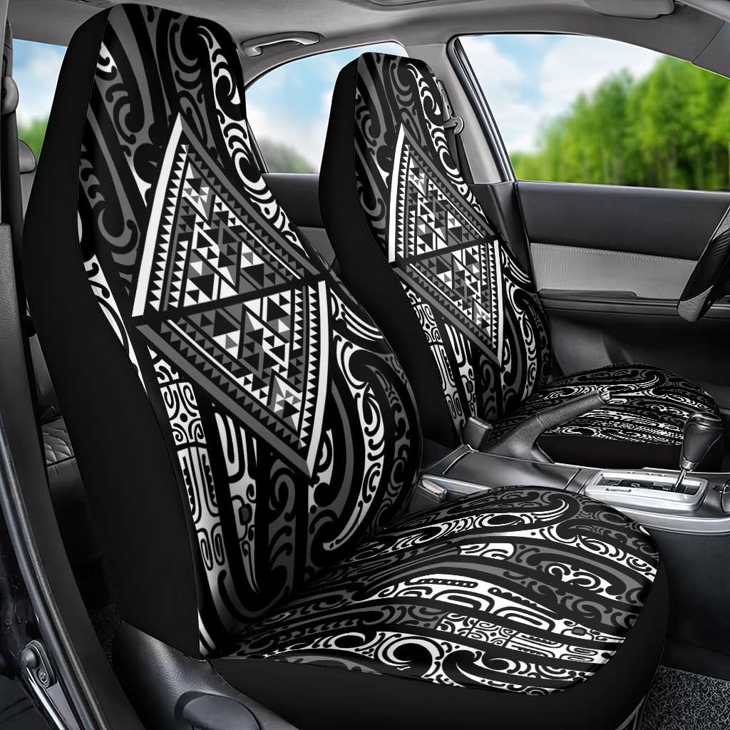 New Zealand Maori Taniko Car Seat Cover Black Kowhaiwhai Puhoro