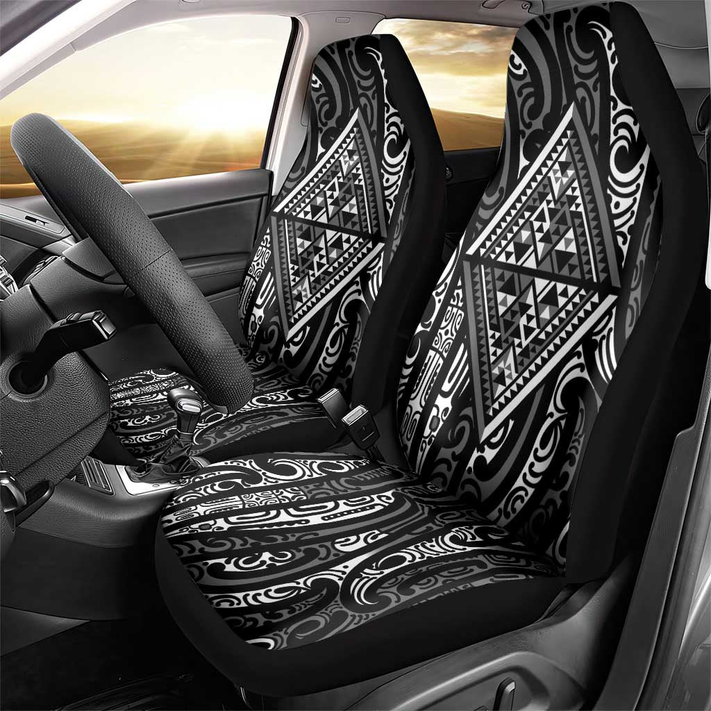 New Zealand Maori Taniko Car Seat Cover Black Kowhaiwhai Puhoro