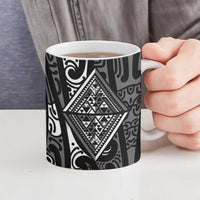 New Zealand Maori Taniko Ceramic Mug Black Kowhaiwhai Puhoro - Polynesian Pride