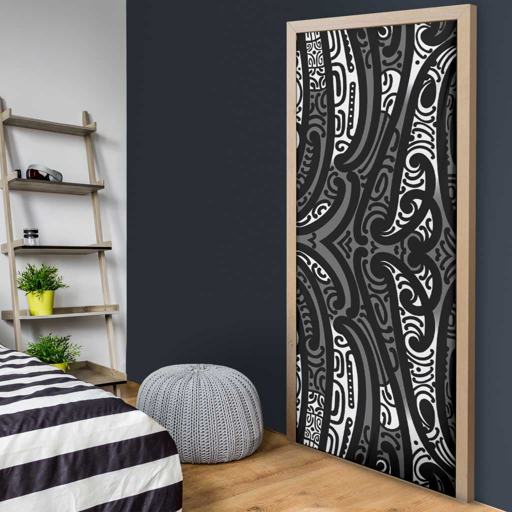 New Zealand Maori Taniko Door Cover Black Kowhaiwhai Puhoro - Polynesian Pride