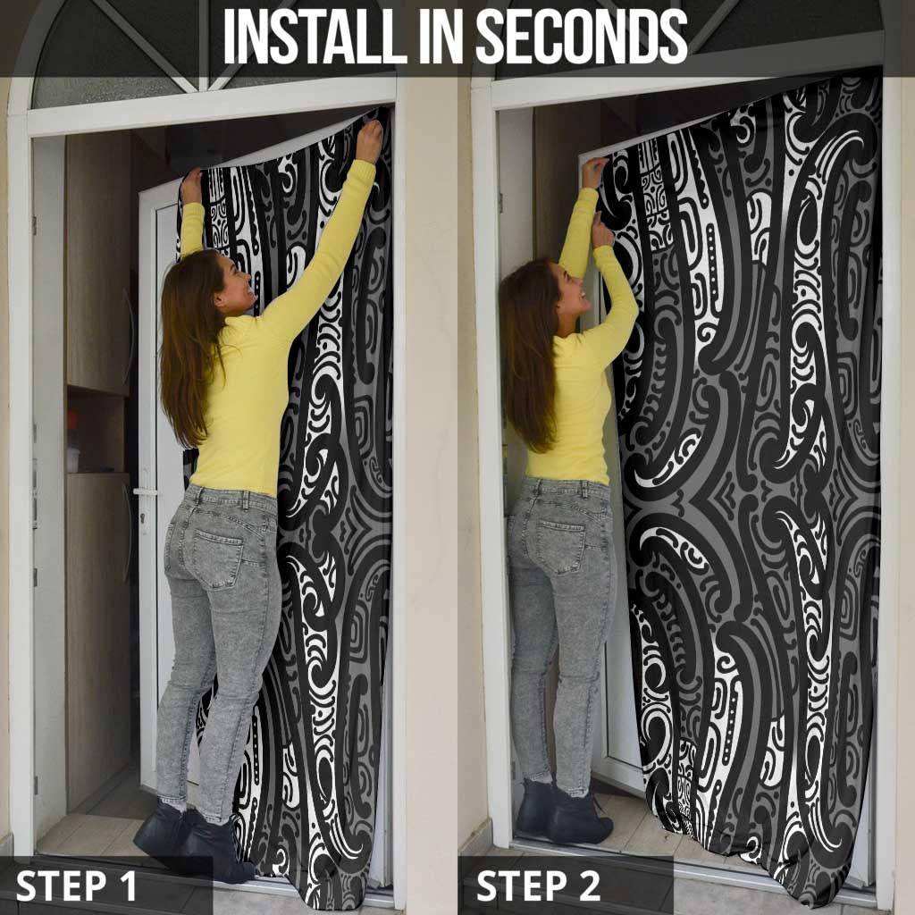 New Zealand Maori Taniko Door Cover Black Kowhaiwhai Puhoro - Polynesian Pride