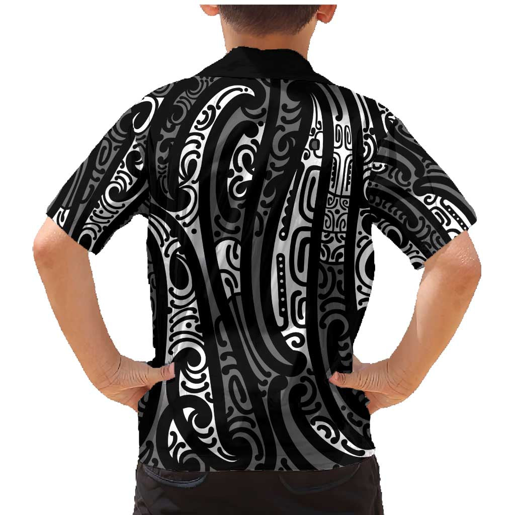 New Zealand Maori Taniko Family Matching Mermaid Dress and Hawaiian Shirt Black Kowhaiwhai Puhoro