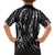 New Zealand Maori Taniko Family Matching Off The Shoulder Long Sleeve Dress and Hawaiian Shirt Black Kowhaiwhai Puhoro