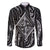 New Zealand Maori Taniko Family Matching Off The Shoulder Long Sleeve Dress and Hawaiian Shirt Black Kowhaiwhai Puhoro