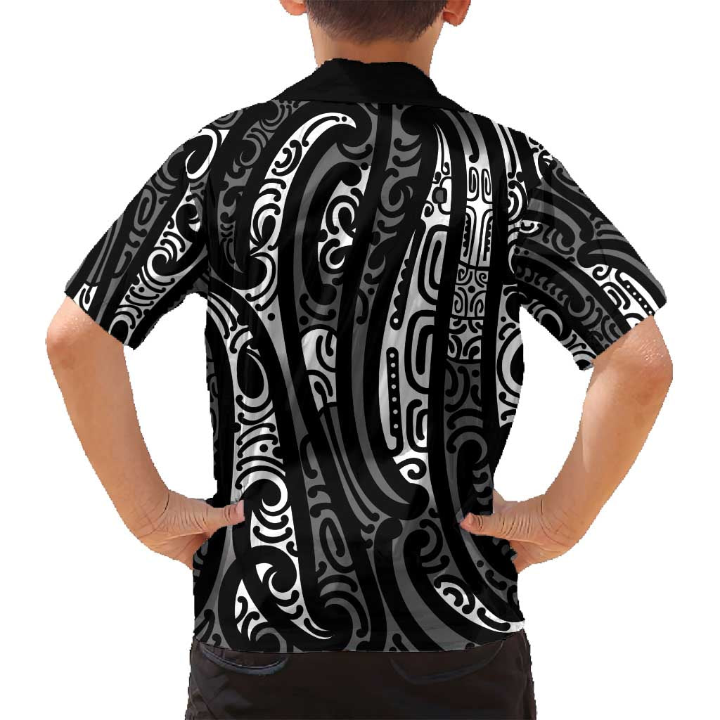New Zealand Maori Taniko Family Matching Puletasi and Hawaiian Shirt Black Kowhaiwhai Puhoro