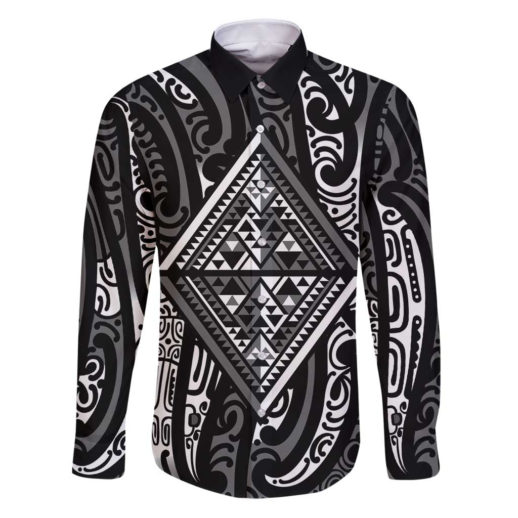 New Zealand Maori Taniko Family Matching Puletasi and Hawaiian Shirt Black Kowhaiwhai Puhoro