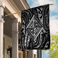 New Zealand Maori Taniko Garden Flag Black Kowhaiwhai Puhoro