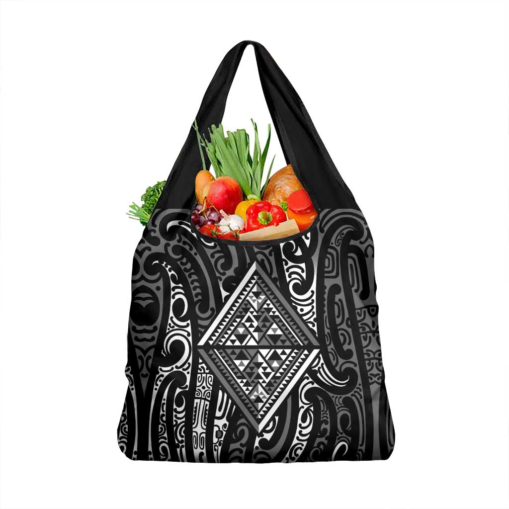 New Zealand Maori Taniko Grocery Bag Black Kowhaiwhai Puhoro LT9 1-pack One Size Black - Polynesian Pride