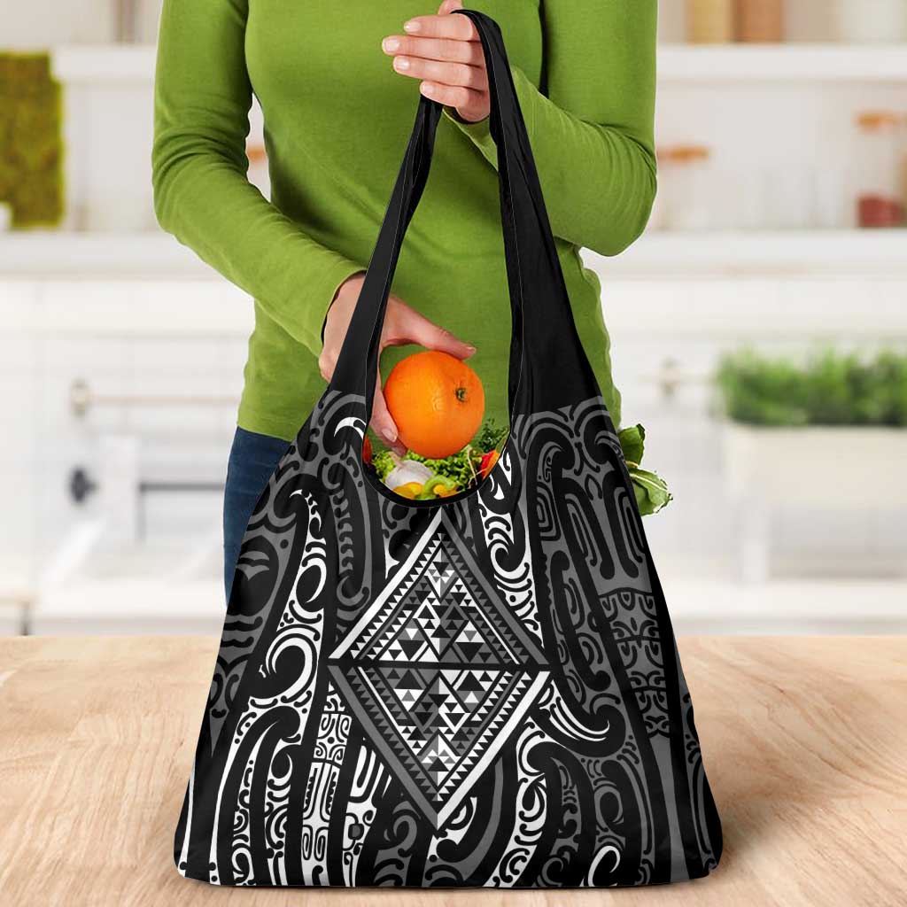 New Zealand Maori Taniko Grocery Bag Black Kowhaiwhai Puhoro LT9 - Polynesian Pride