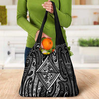New Zealand Maori Taniko Grocery Bag Black Kowhaiwhai Puhoro LT9 - Polynesian Pride