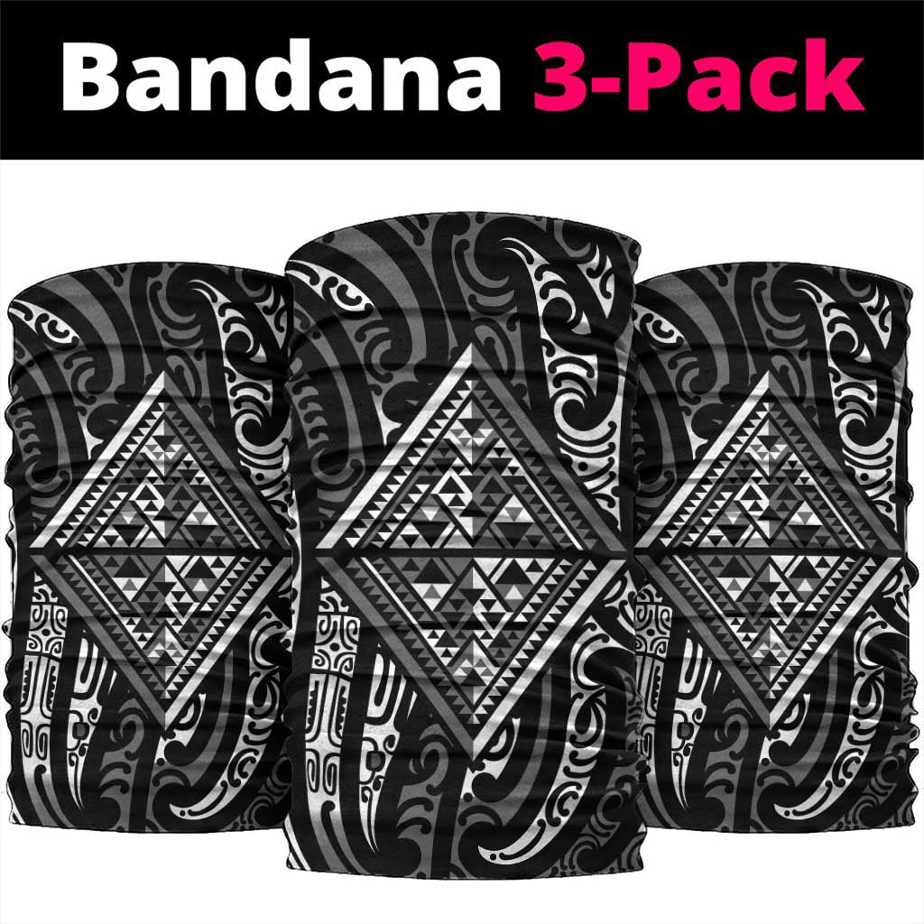 New Zealand Maori Taniko Neck Gaiter Black Kowhaiwhai Puhoro - Polynesian Pride