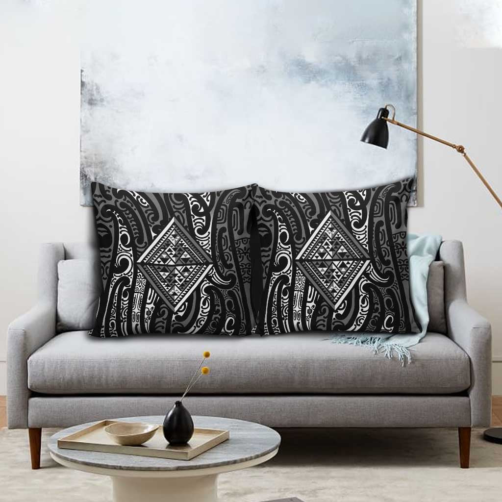 New Zealand Maori Taniko Pillow Cover Black Kowhaiwhai Puhoro LT9 - Polynesian Pride