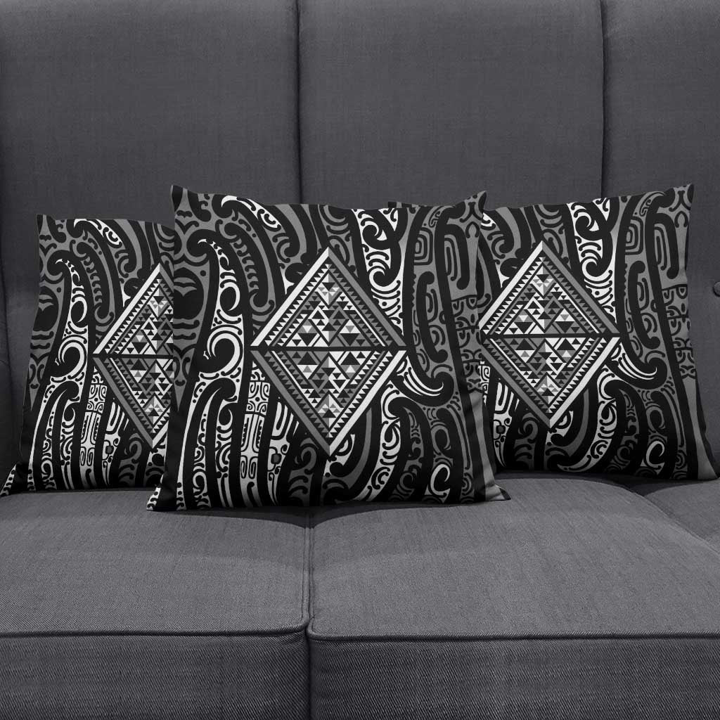 New Zealand Maori Taniko Pillow Cover Black Kowhaiwhai Puhoro LT9 - Polynesian Pride