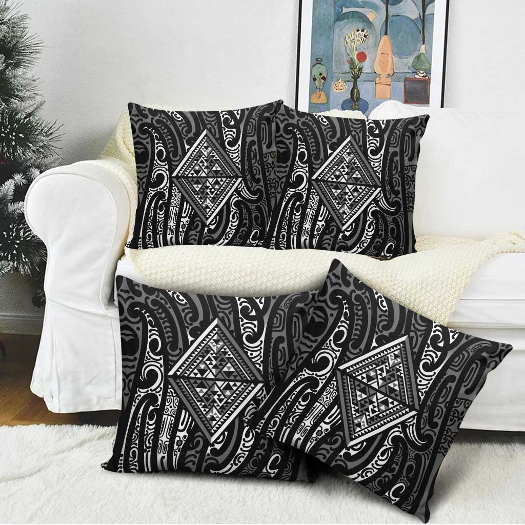 New Zealand Maori Taniko Pillow Cover Black Kowhaiwhai Puhoro LT9 - Polynesian Pride