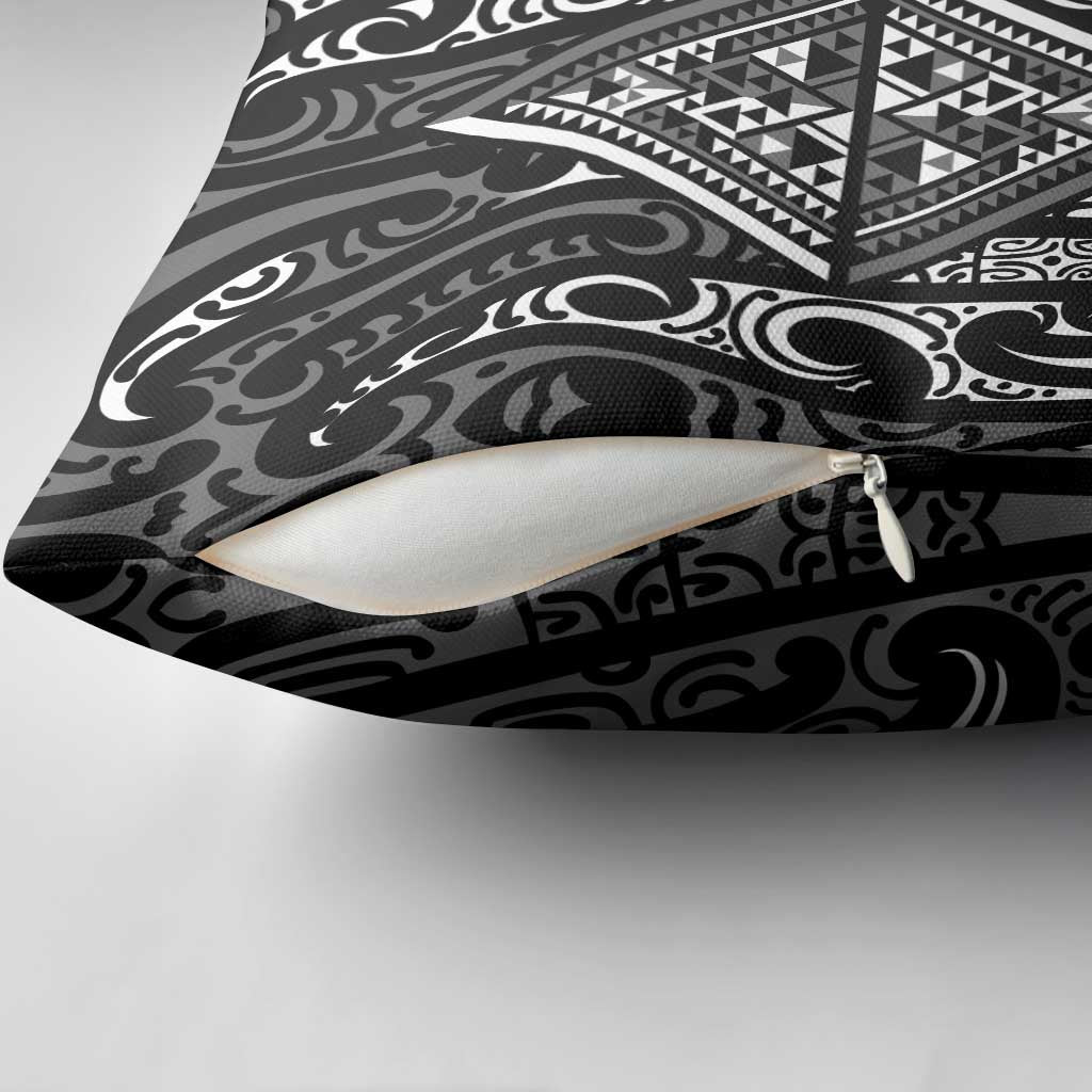 New Zealand Maori Taniko Pillow Cover Black Kowhaiwhai Puhoro LT9 - Polynesian Pride
