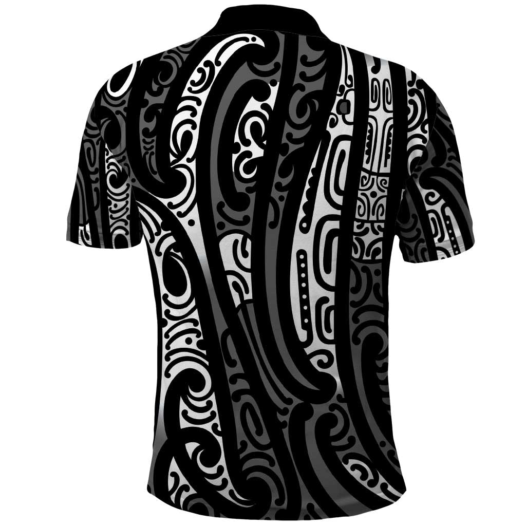 New Zealand Maori Taniko Polo Shirt Black Kowhaiwhai Puhoro