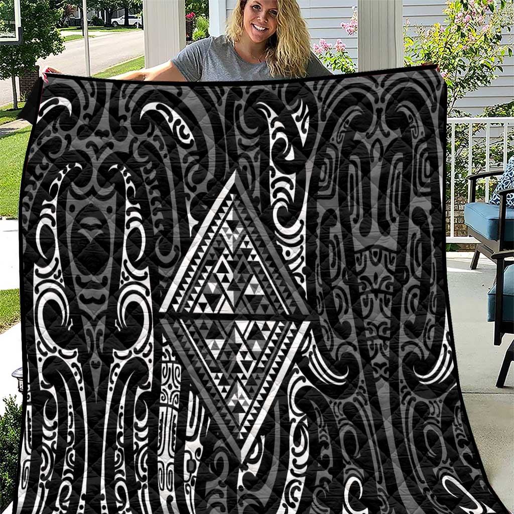 New Zealand Maori Taniko Quilt Black Kowhaiwhai Puhoro LT9 Black - Polynesian Pride