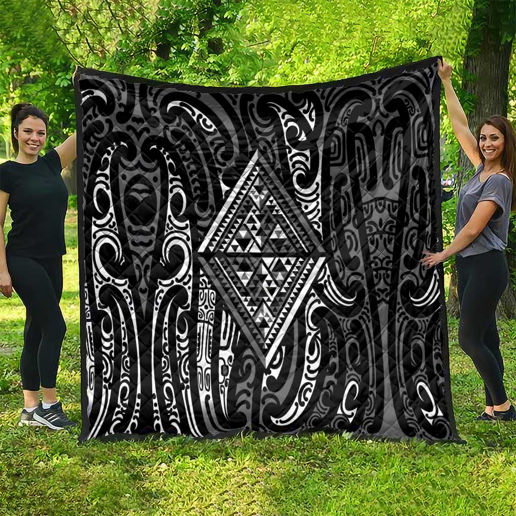 New Zealand Maori Taniko Quilt Black Kowhaiwhai Puhoro LT9 - Polynesian Pride
