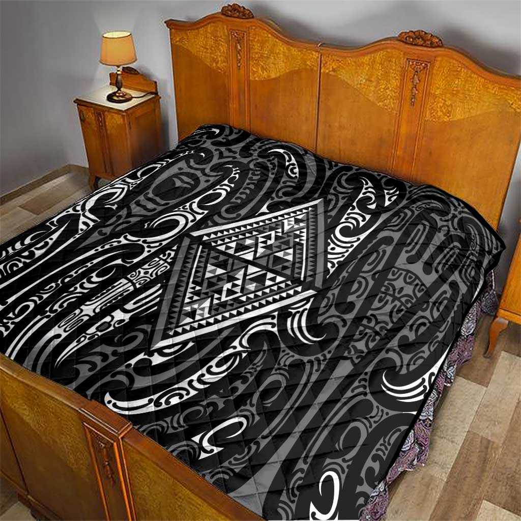 New Zealand Maori Taniko Quilt Black Kowhaiwhai Puhoro LT9 - Polynesian Pride