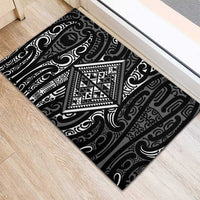 New Zealand Maori Taniko Rubber Doormat Black Kowhaiwhai Puhoro LT9 - Polynesian Pride