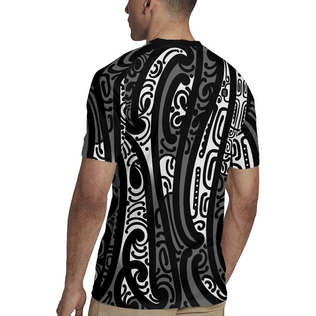 New Zealand Maori Taniko Rugby Jersey Black Kowhaiwhai Puhoro LT9 - Polynesian Pride