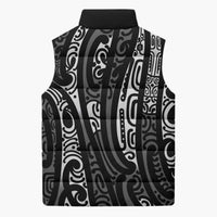 New Zealand Maori Taniko Sleeveless Puffer Jacket Black Kowhaiwhai Puhoro - Polynesian Pride