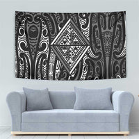 New Zealand Maori Taniko Tapestry Black Kowhaiwhai Puhoro