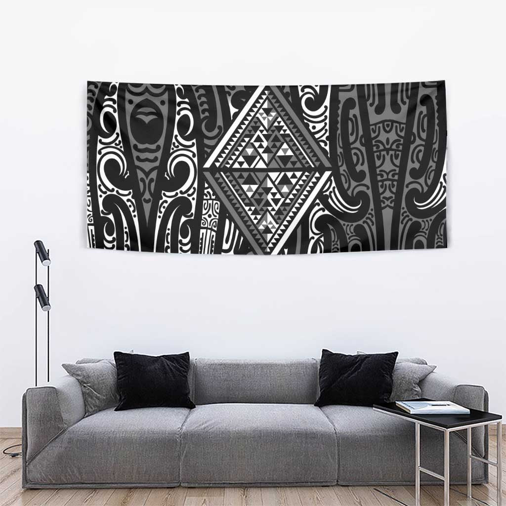 New Zealand Maori Taniko Tapestry Black Kowhaiwhai Puhoro