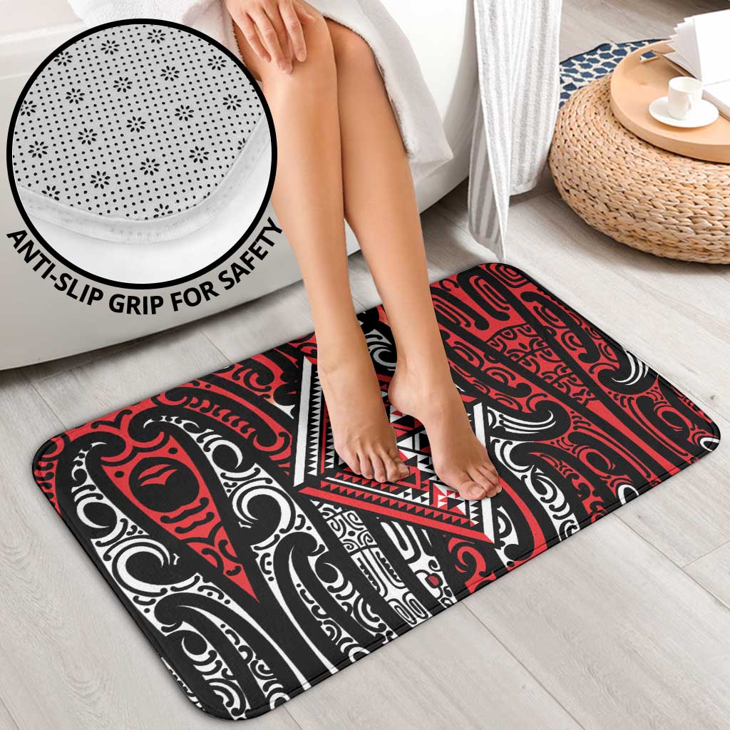 New Zealand Maori Taniko Bathroom Set Red Kowhaiwhai Puhoro - Polynesian Pride