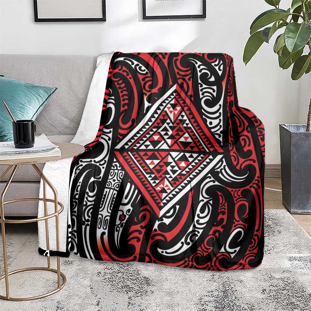 New Zealand Maori Taniko Blanket Red Kowhaiwhai Puhoro
