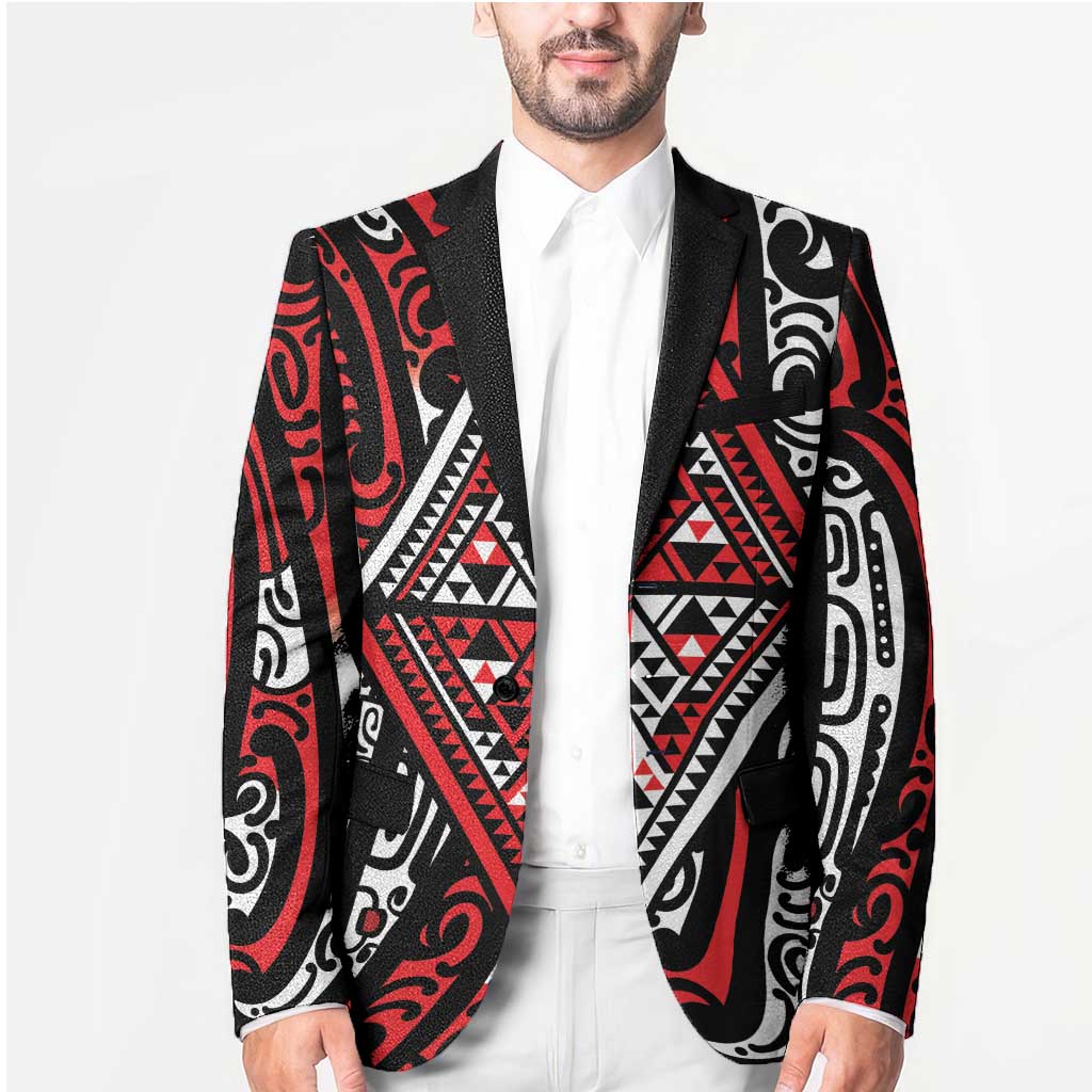 New Zealand Maori Taniko Blazer Red Kowhaiwhai Puhoro LT9 - Polynesian Pride