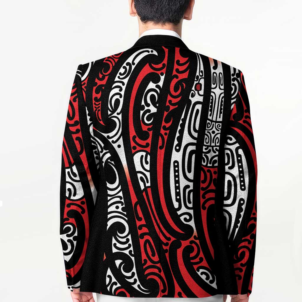 New Zealand Maori Taniko Blazer Red Kowhaiwhai Puhoro LT9 - Polynesian Pride