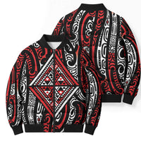 New Zealand Maori Taniko Bomber Puffer Jacket Red Kowhaiwhai Puhoro - Polynesian Pride