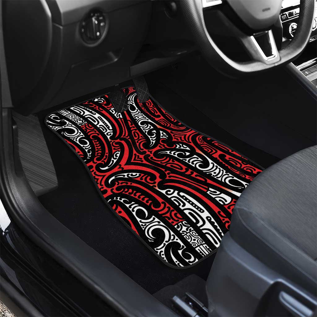 New Zealand Maori Taniko Car Mats Red Kowhaiwhai Puhoro