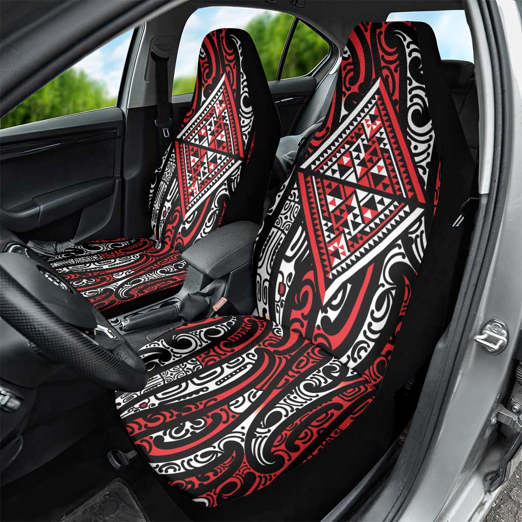 New Zealand Maori Taniko Car Seat Cover Red Kowhaiwhai Puhoro