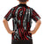 New Zealand Maori Taniko Family Matching Off The Shoulder Long Sleeve Dress and Hawaiian Shirt Red Kowhaiwhai Puhoro